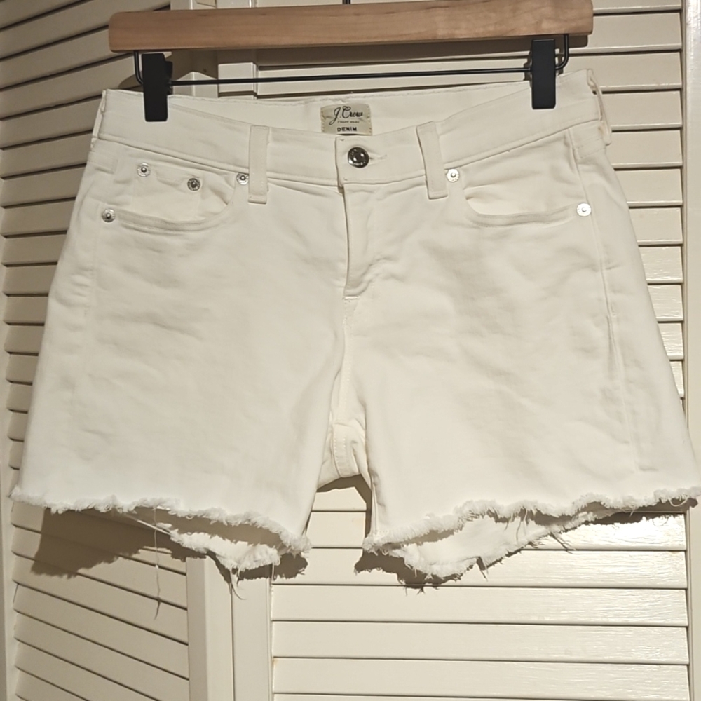 J. Crew White Cutoff Denim Shorts